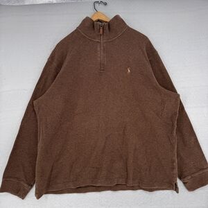 Polo by Ralph Lauren Brown Estate Rib Quarter Zip Pullover Sweater
